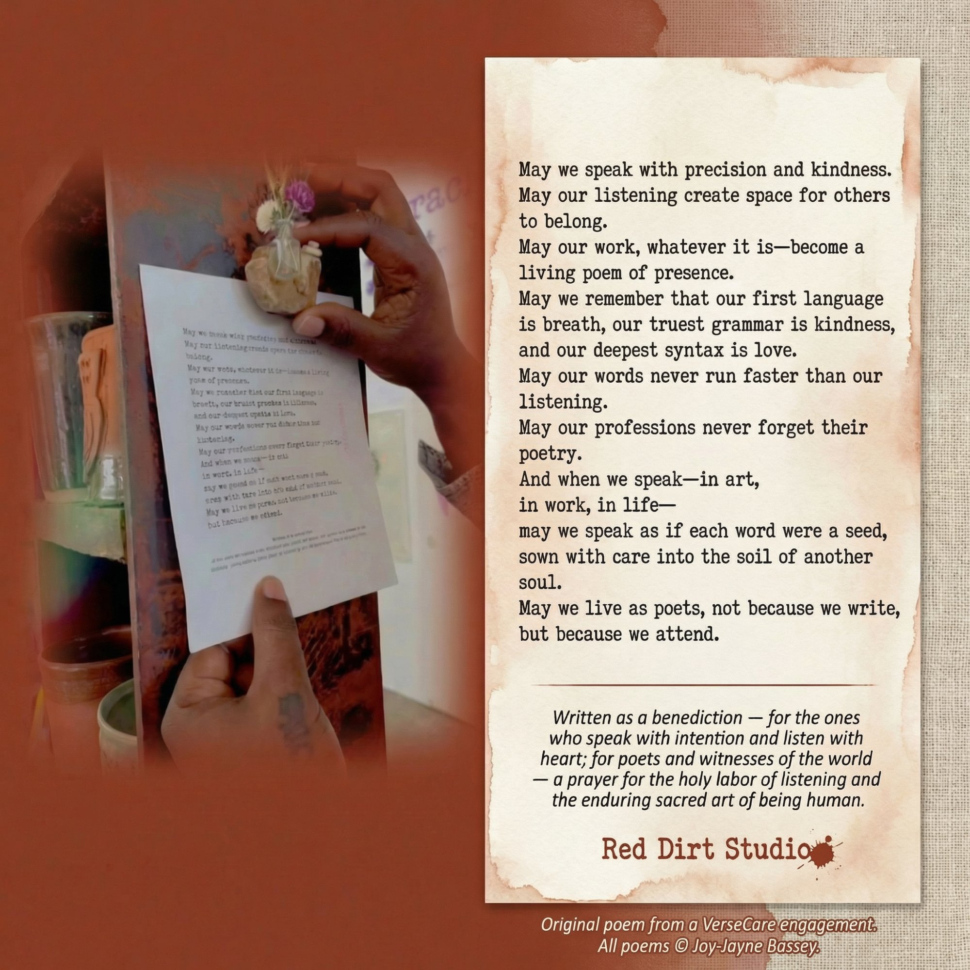 Red Dirt Studio — a benediction for practitioners who speak with intention and listen with heart